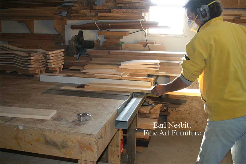 Earl at table saw ripping slats for custom made chairs Earl at table saw ripping slats for custom made chairs